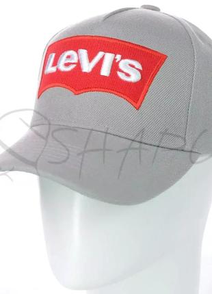 Бейсболка чоловіча з щільного котону кепка з об'ємною вишивкою levis bkh19713 світло-сірий