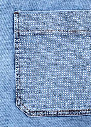 Женский джинсовый прямой сарафан ldm с украшением на карманах4 фото