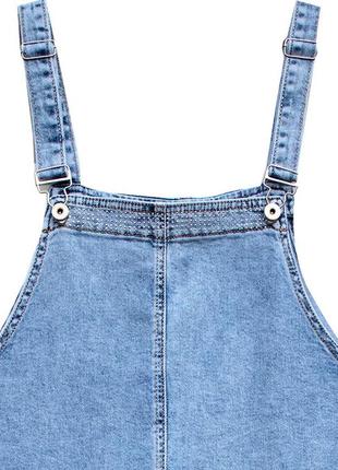 Женский джинсовый прямой сарафан ldm с украшением на карманах3 фото