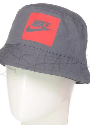 Панама универсальная мужская котоновая панамка с брендовой накаткой nike pkh18021 серый