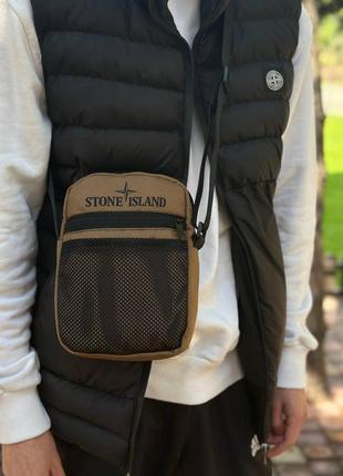 Чоловіча чорна сумка stone island3 фото