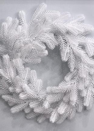 Вінок новорічний різдвяний traditional з литої хвої d-50 см білий5 фото