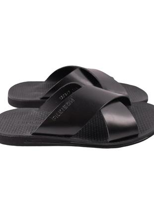 Шльопанці чоловічі konors чорні натуральна шкіра, 40