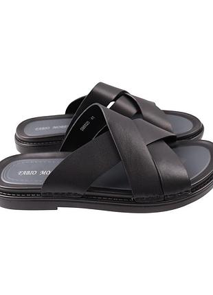 Шльопанці чоловічі brooman чорні натуральна шкіра, 40