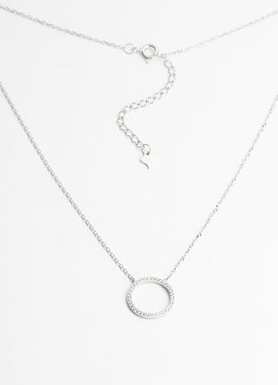 Срібне кольє родоване зі вставкою фіаніт, розмір 40 см x 0,1 см, вага: 2.1 г