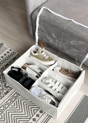 Коробка для зберігання взуття на 6 пар до 39 розміру  (білий)2 фото