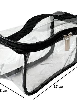 Маленькая прозрачная косметичка-чемоданчик 17*11*8 см s (черный)2 фото