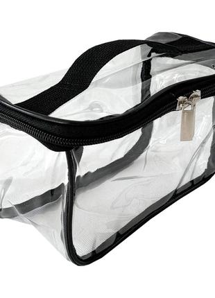 Маленькая прозрачная косметичка-чемоданчик 17*11*8 см s (черный)3 фото