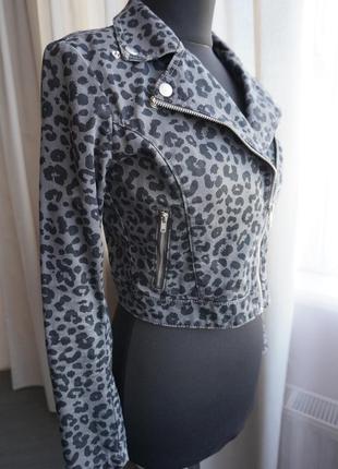 Косуха леопардова джинсова куртка5 фото