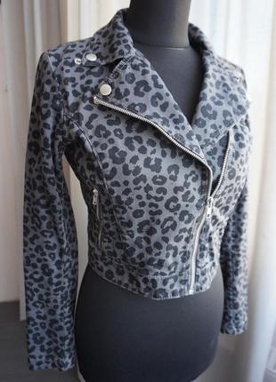 Косуха леопардова джинсова куртка3 фото