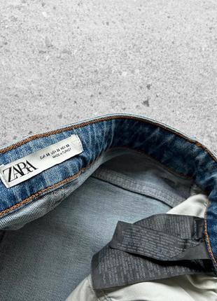 Zara men’s blue distressed denim jeans pockets streetwear завужені джинси10 фото
