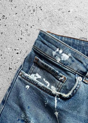 Zara men’s blue distressed denim jeans pockets streetwear завужені джинси6 фото