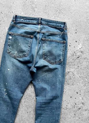 Zara men’s blue distressed denim jeans pockets streetwear завужені джинси8 фото