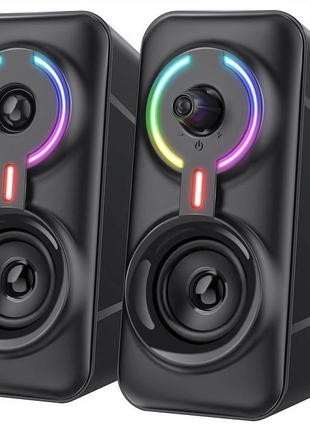 Колонки комп'ютерні onikuma rgb backlight l6 usb, aux, bluetooth, чорні