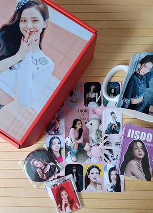 Подарунковий бокс jisoo ким джису black pink блэк пинк із 6 предметів
