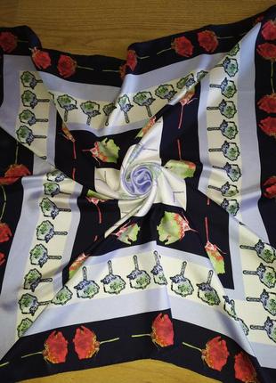 Французский шикарный шелковый винтажный платок