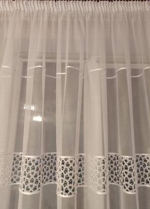 Тюль короткая 1.54, белая занавеска на кухню, в детскую