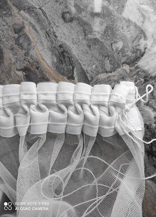 Тюль короткая 1.54, белая занавеска на кухню, в детскую