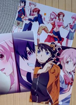 Набір листівок щоденник майбутнього mirai nikki 3 шт 17231
