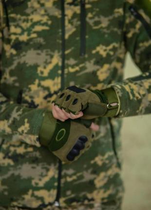 Тактичні okley рукавиці олива штурмові міцні літні безпалі рукавиці для зсу