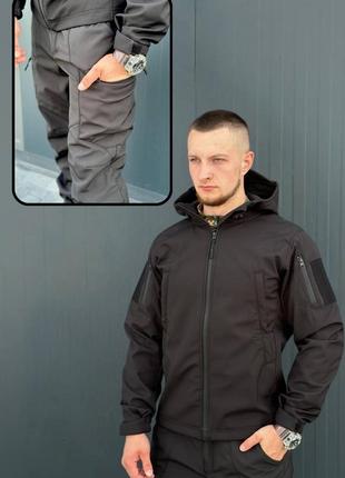 Військовий тактичний демісезонний костюм softshell армійська бойова форма чорного кольору осінній для військовослужбовців shop