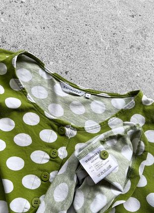 Marimekko women's green white polka dot cotton long sleeve top shirt женский лонгслив, кофта6 фото