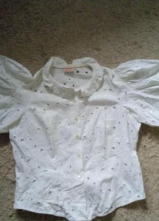 Блуза баварская, хлопковая из прошвы.4 фото