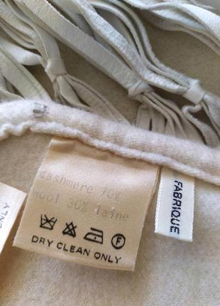 Hermes треугольная кашемировая шаль с бахромой из кожи, винтаж 90-х годов, коллекционная вещь