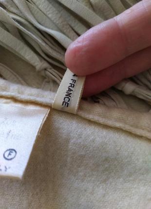 Hermes треугольная кашемировая шаль с бахромой из кожи, винтаж 90-х годов, коллекционная вещь