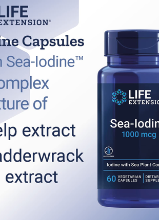 Life extension, морской йод, 1000 мкг, 60 вегетарианских капсул
