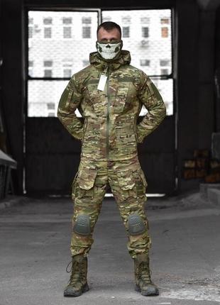 Костюм демісезонний ріп стоп з наколінниками тактичний костюм мультикам з манжети на хлястиках ria