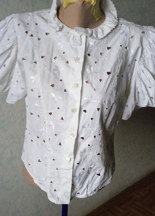 Блуза баварская, хлопковая из прошвы.1 фото