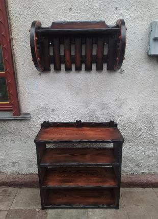 Деревянная вешалка под старину "колеса" мебель для бани, дома2 фото