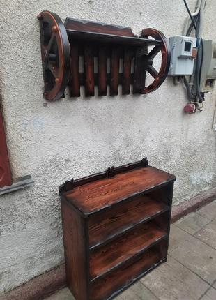 Деревянная вешалка под старину "колеса" мебель для бани, дома4 фото