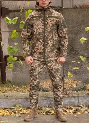 Бойовий чоловічий костюм softshell армійська демісезонна військова форма піксель для...