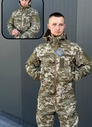 Осінній чоловічий костюм softshell армійська демісезонна військова форма піксель для військовослужбовців shop