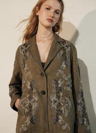 Куртка жіноча хакі бавовняно-лляна zara new