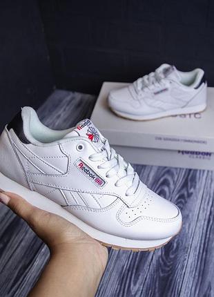 Розпродаж! reebok classic кросівки кеди жіночі шкіряні шкіра весняні осінні демісезонні відмінна якість низькі рібок класік білі з чорним