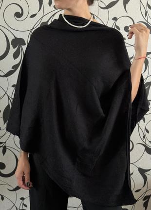 100% кашемир накидка пончо черная one size