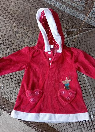 Новорічна кофта з капюшоном і кишеньками