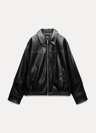 Куртка женская черная кожаная zara new