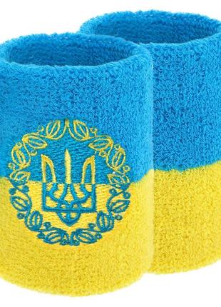 Напульсник спортивный махровый sp-planeta bc-4061 1шт желтый-голубой