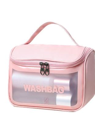 Косметичка непромокаюча washbag 22x16x14 см рожева