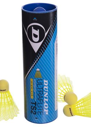 Волани для бадмінтону dunlop ultraflite ts2 hivis bd-003377 6шт жовтий