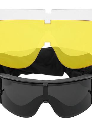 Очки защитные маска со сменными линзами и чехлом sposune jy-002 черный