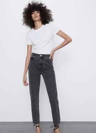 Сірі джинси mom fit з високою посадкою zara момы зара 34 р.
