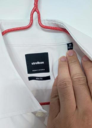 Сорочка рубашка чоловіча біла пряма slim fit класична повсякденна strellson man, розмір m - l3 фото