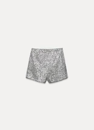 Шорти з блискітками срібні zara new
