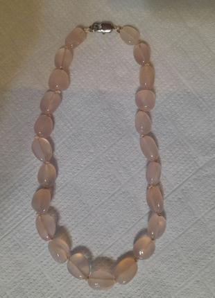 Намисто рожевий кварц натуральний камінь