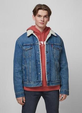 Чоловіча джинсова куртка шерпа  levi's premium type 3 sherpa trucker size m